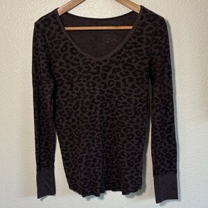 We the Free Long Sleeve Thermal Leopard Print Tee Size Small | animal print |